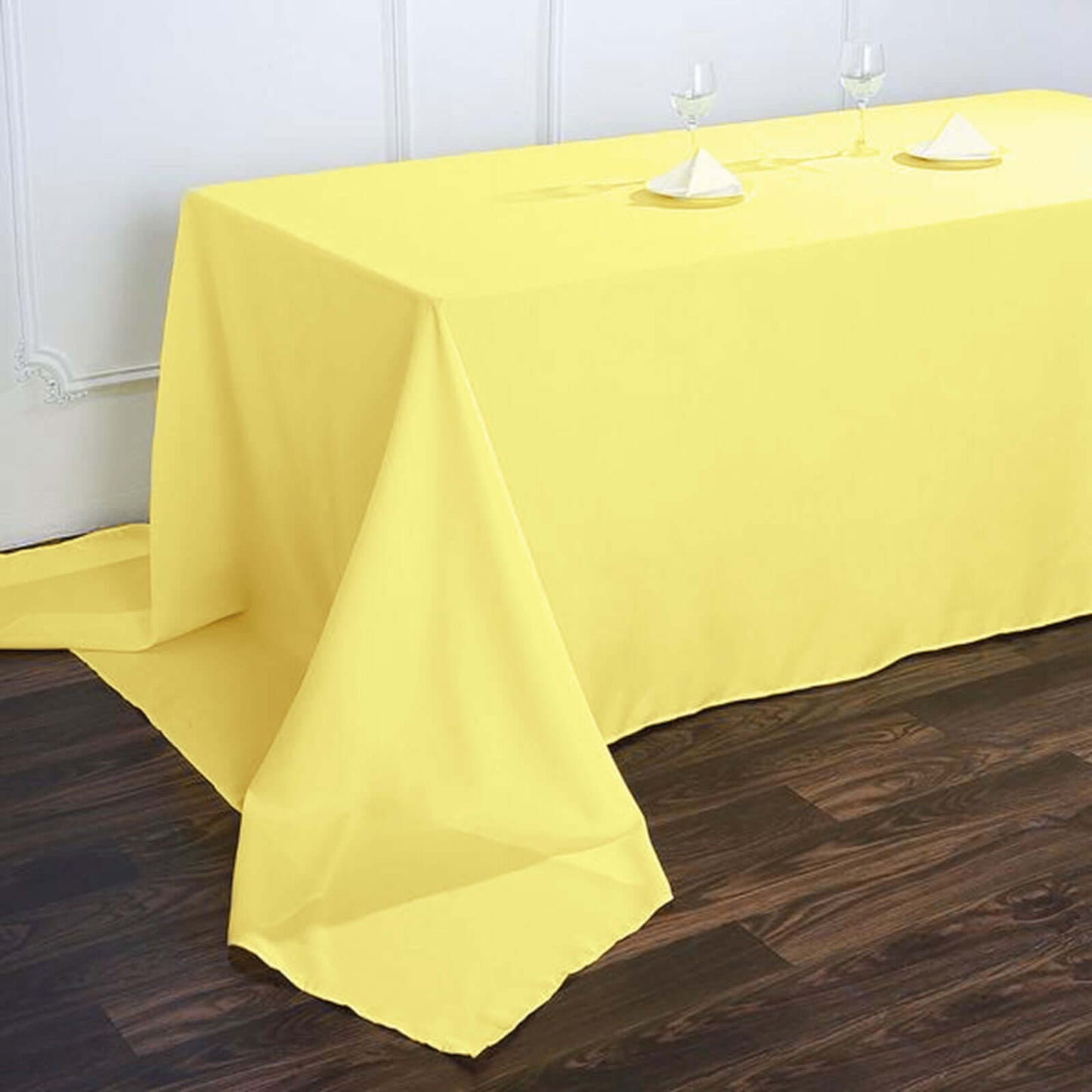 Polyester 90"x156" Rectangle Tablecloth Yellow - Seamless Wrinkle-Resistant Table Cover