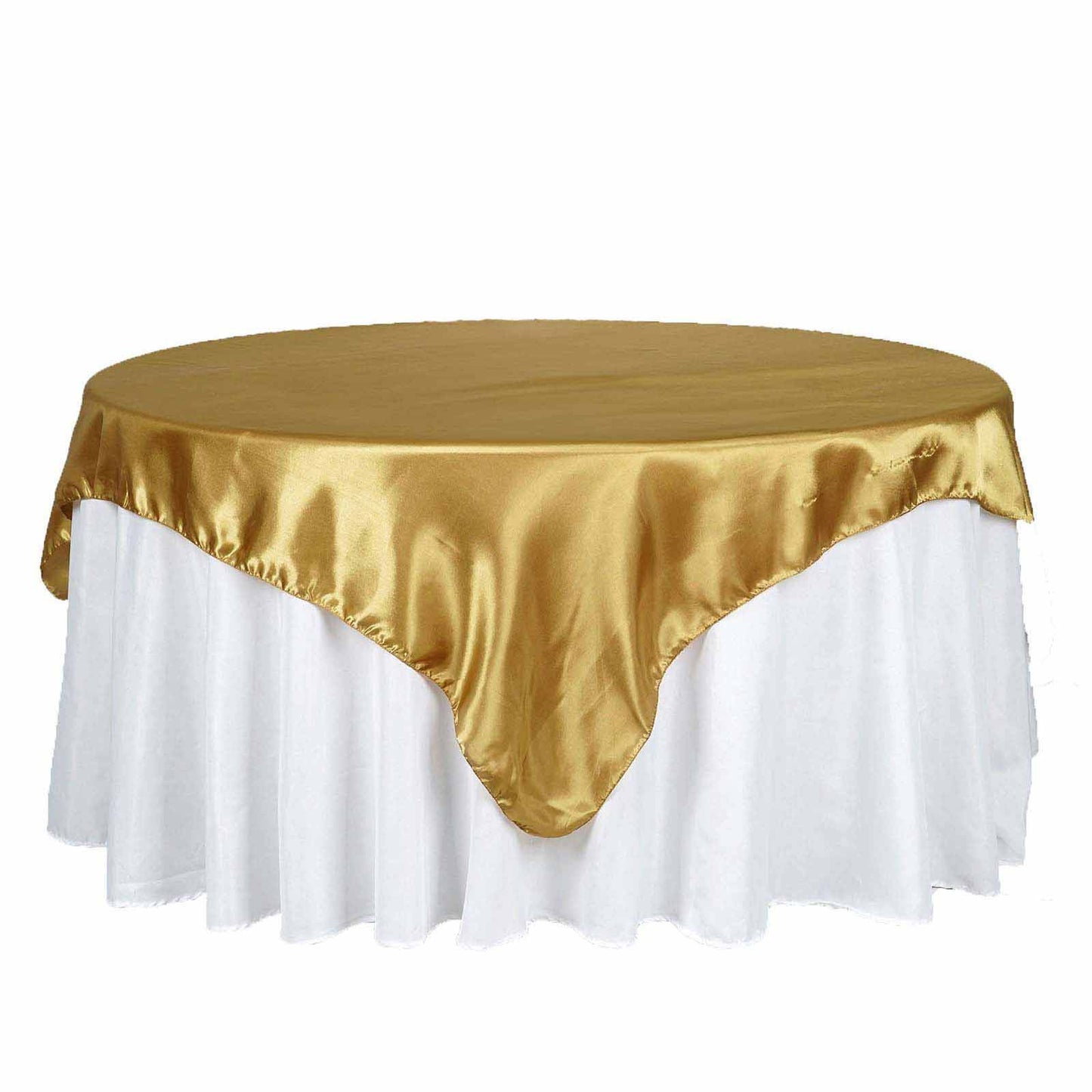 Satin 72"x72" Table Overlay Square Tablecloth Gold - Smooth Finish for Luxurious Events