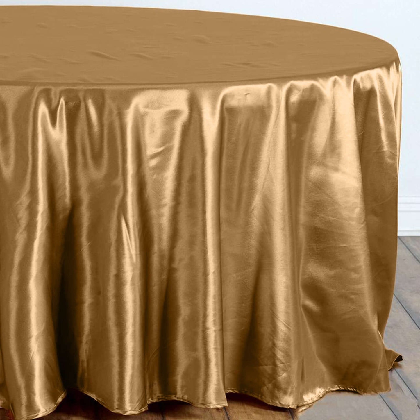 Satin 108" Round Tablecloth Gold - Smooth and Lustrous Table Cover for Weddings & Events