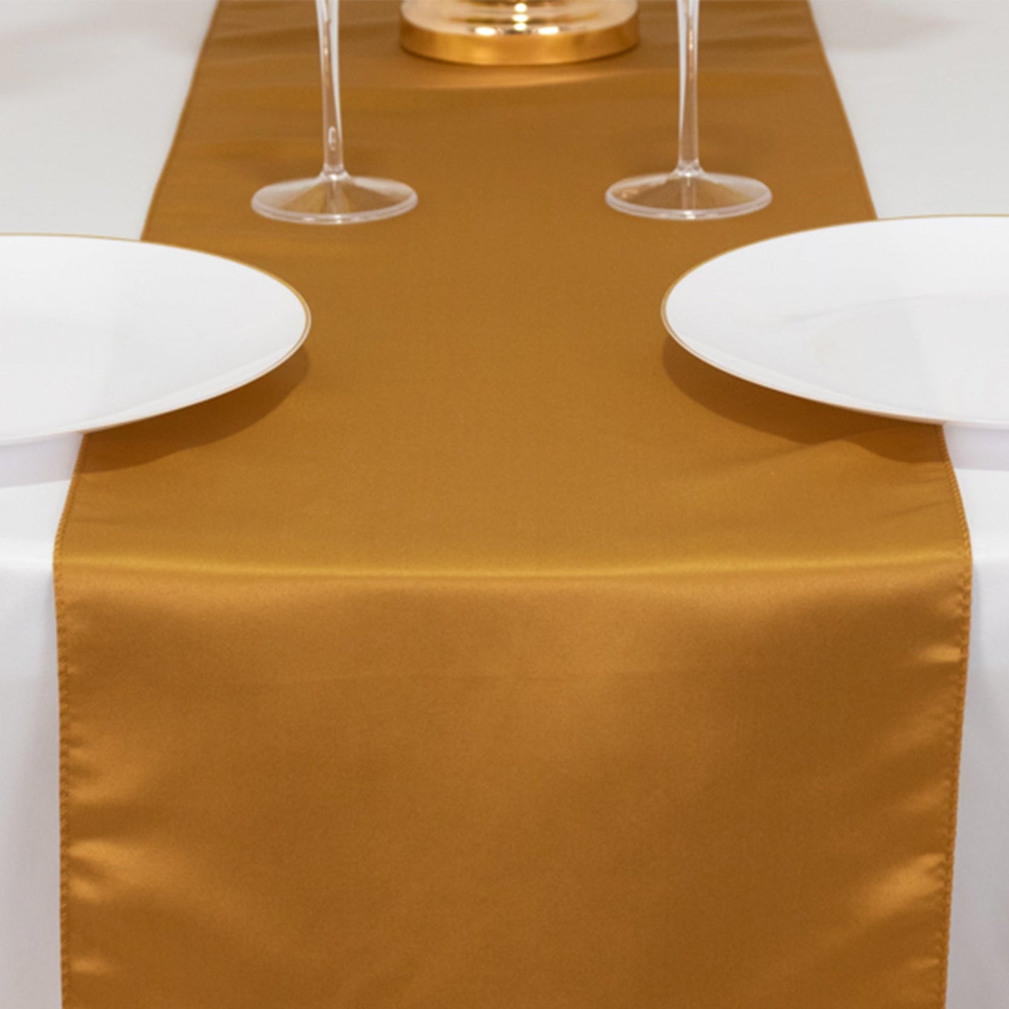Lamour Satin 12"x108" Table Runner Gold - Smooth & Lustrous Wedding Decor