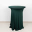Spandex 30" Round Cocktail Table Cover Skirt Hunter Emerald Green With Natural Wavy Drapes
