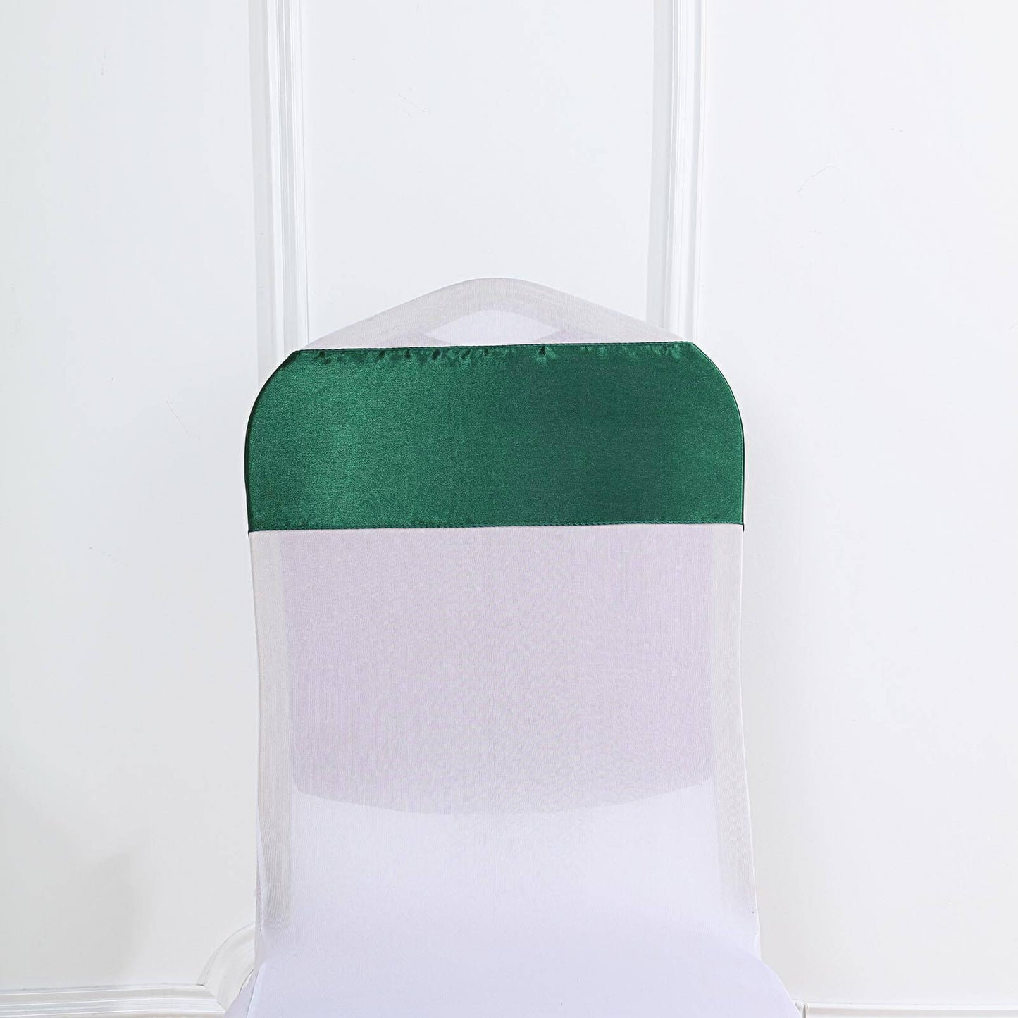 5 Pack Satin Chair Sashes Hunter Emerald Green - Durable Chair Bows with Shiny Finish 6"x106"