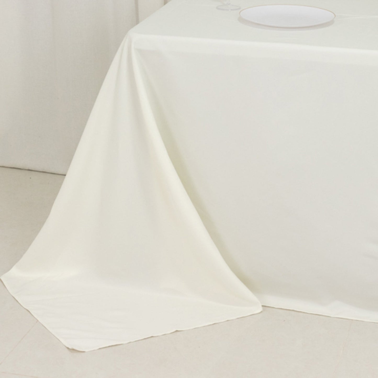 Fire Retardant Premium Polyester 90"x132" Rectangular Tablecloth Ivory - High-Performance Seamless Table Cover