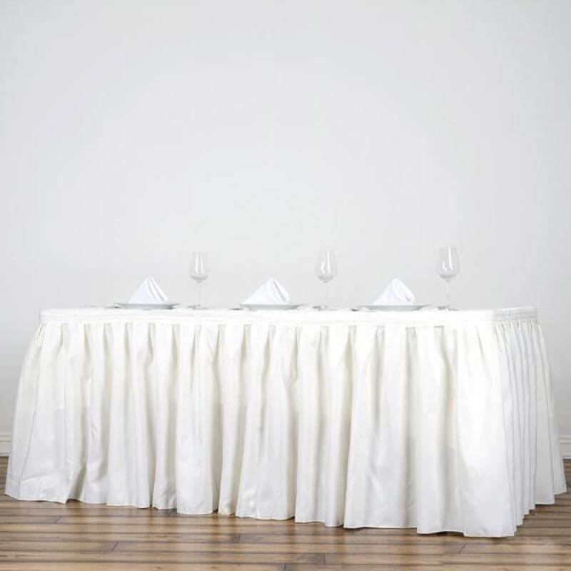 Polyester 21ft Table Skirt Ivory - Classic Pleated Design