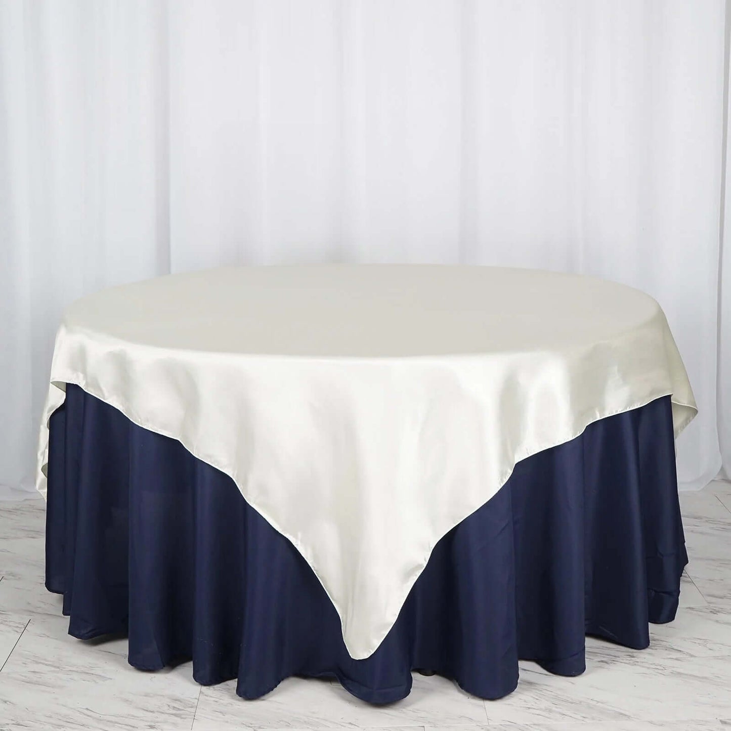 Satin 72"x72" Table Overlay Square Tablecloth Ivory - Smooth Finish Table Cover