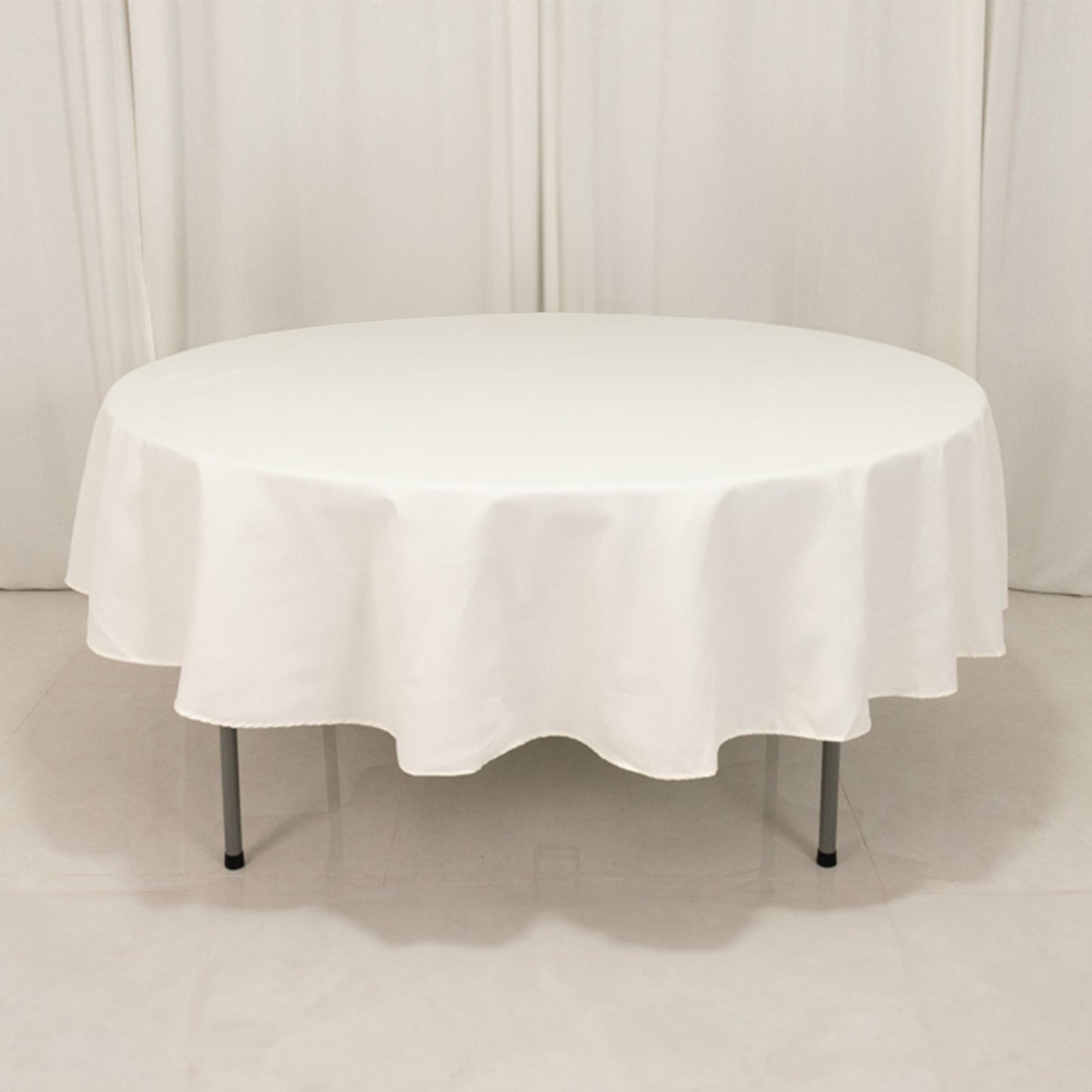 Cotton Blend 90" Round Tablecloth Ivory - Wrinkle-Resistant Table Cover