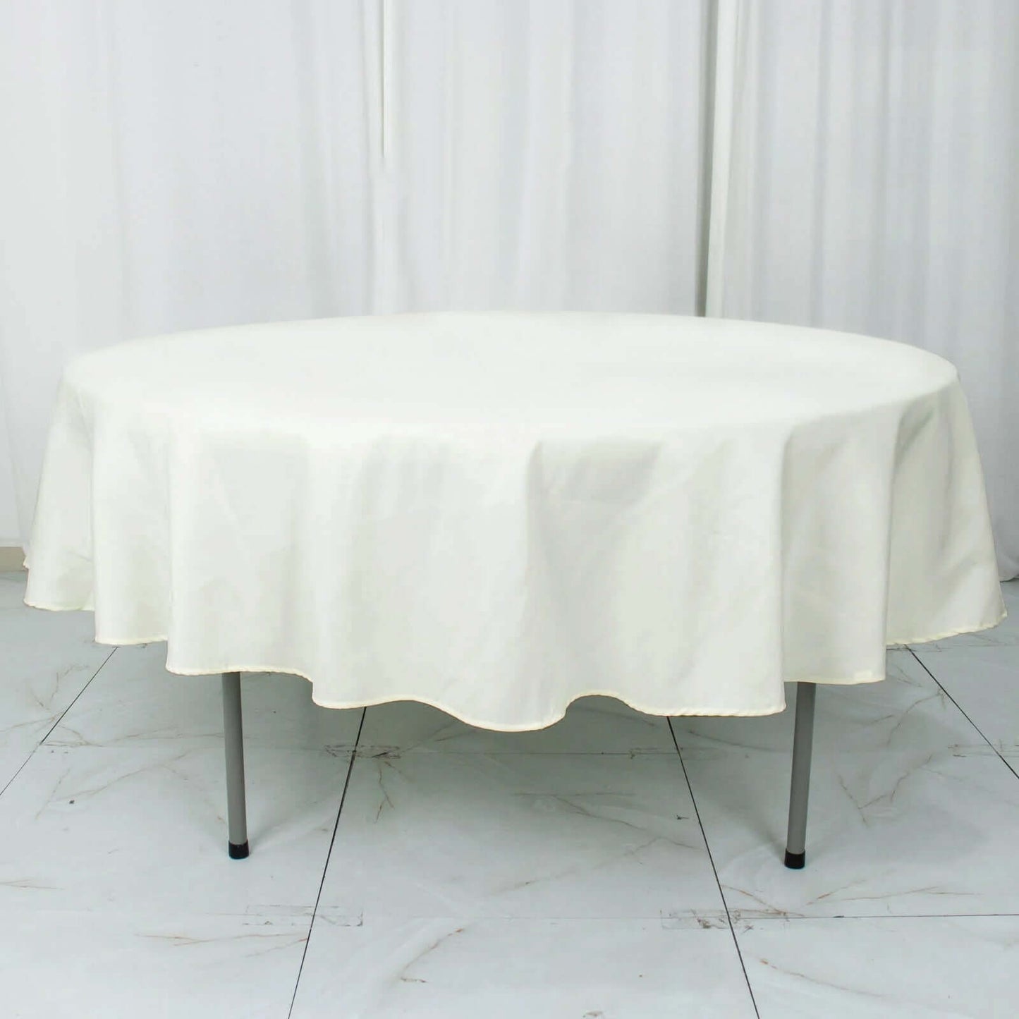 Premium Polyester 90" Round Tablecloth Ivory - Stain and Wrinkle-Resistant Design with 220GSM Thickness Table Cover