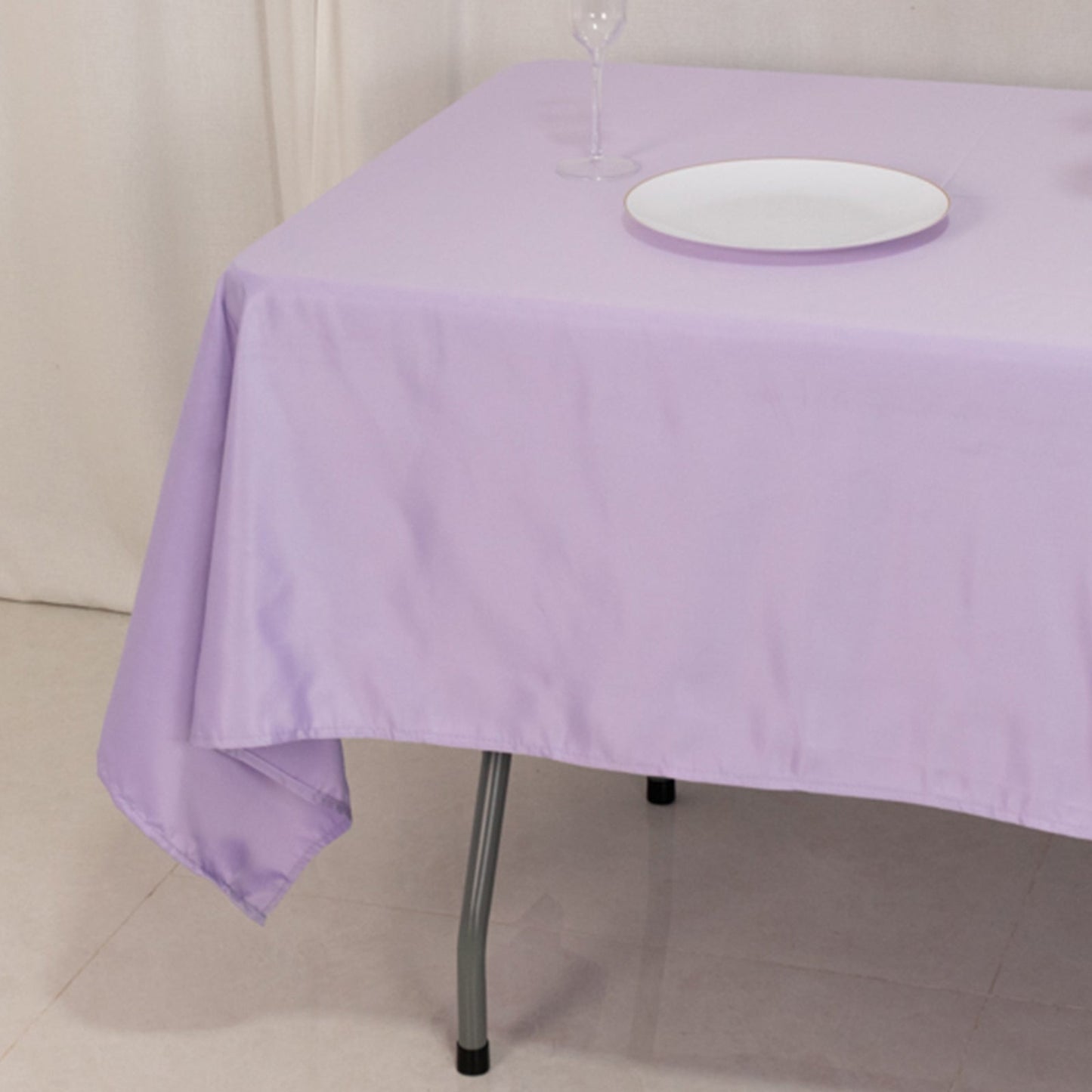 Lamour Satin 60"x102" Rectangle Tablecloth Lavender Lilac - Durable & Silky Soft Feel Table Cover