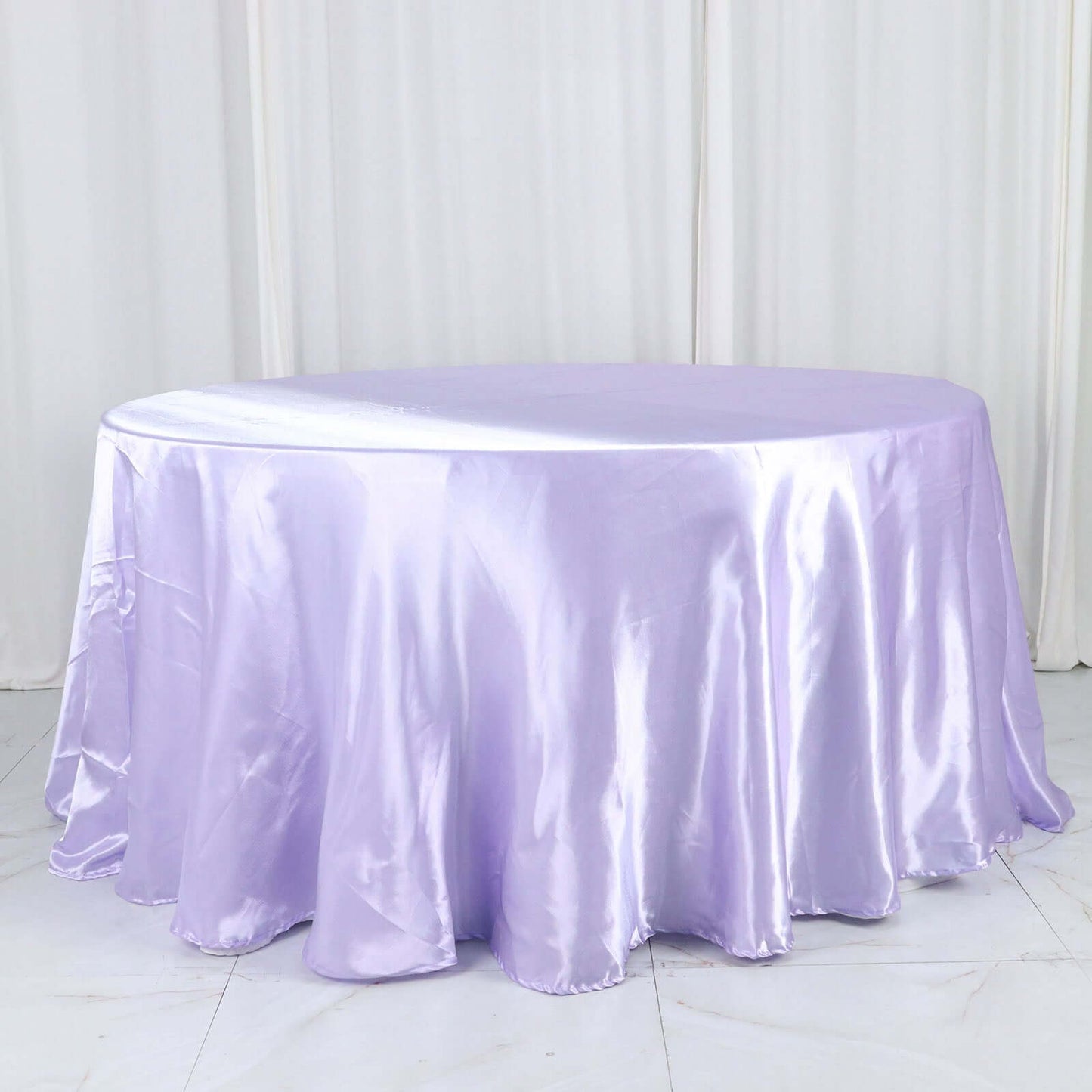 Satin 120" Round Tablecloth Lavender Lilac - Stylish Seamless Table Cover