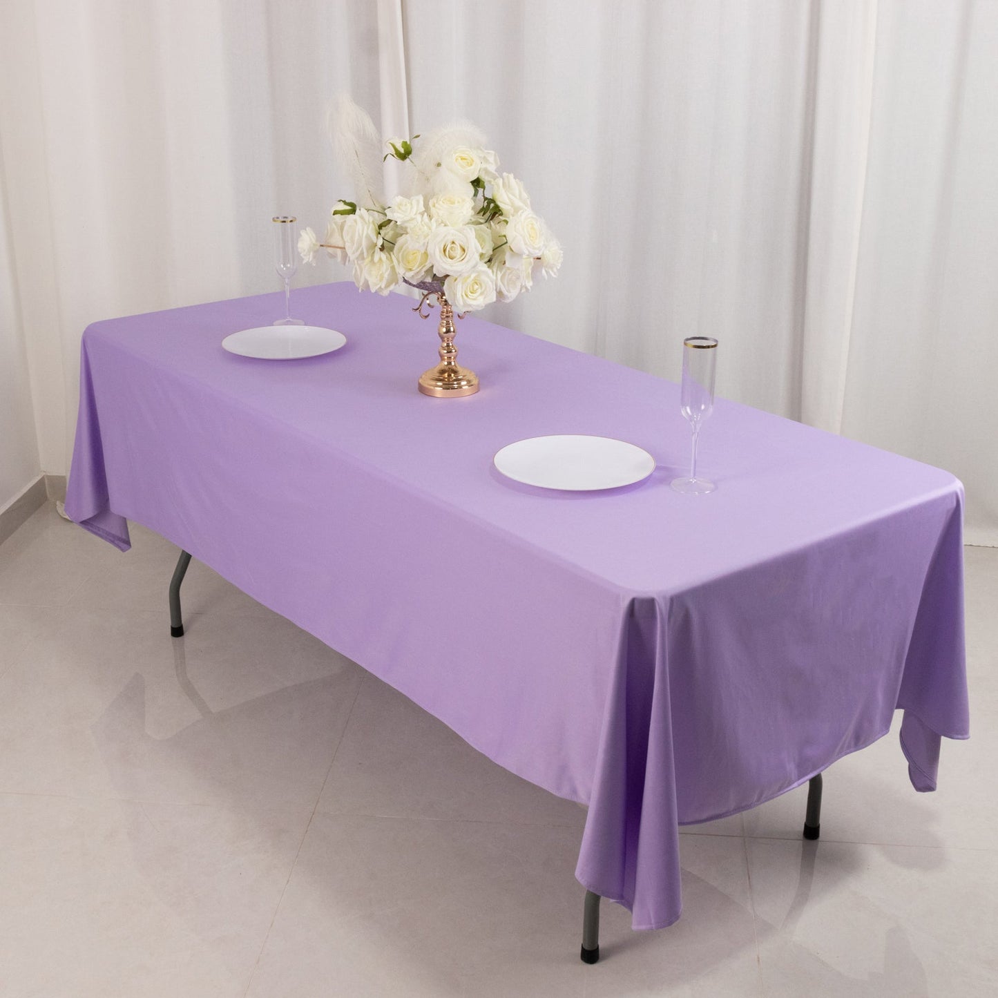 Scuba Rectangular 60"x102" Tablecloth Lavender Lilac - Wrinkle Free & Stain Resistant Table Cover