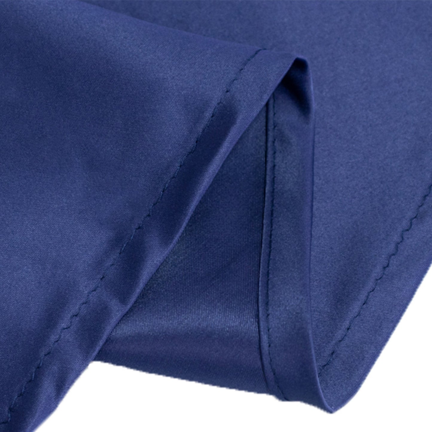 Lamour Satin 120" Round Tablecloth Navy Blue - Seamless Table Cover with Soft Tempered Sheen