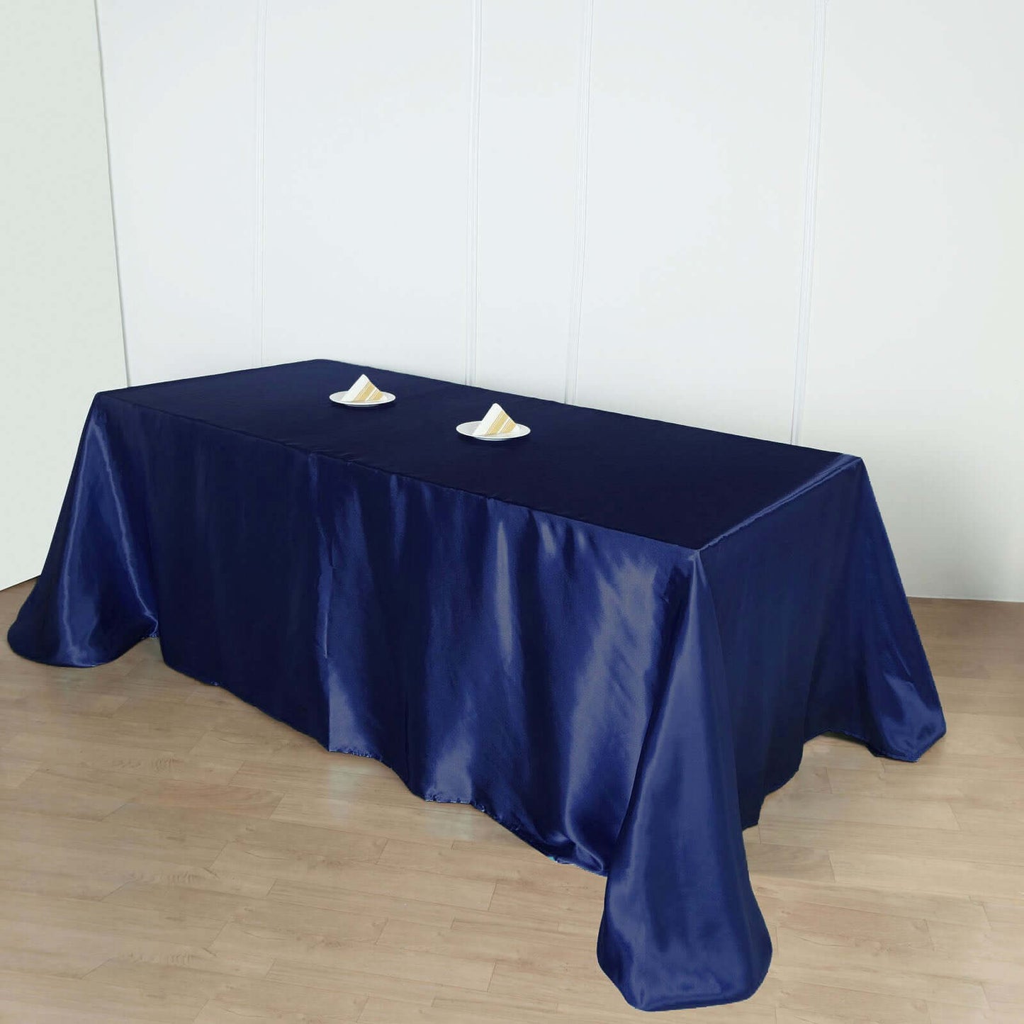 Satin Rectangular 90"x156" Tablecloth Navy Blue - Seamless Table Cover