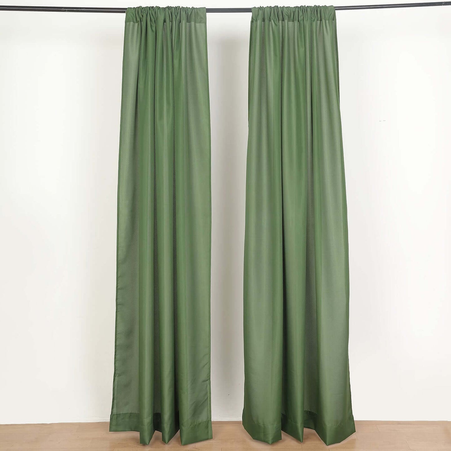 2 Pack Olive Green Polyester Event Curtain Drapes, 10ftx8ft Backdrop Event Panels With Rod Pockets 130 GSM