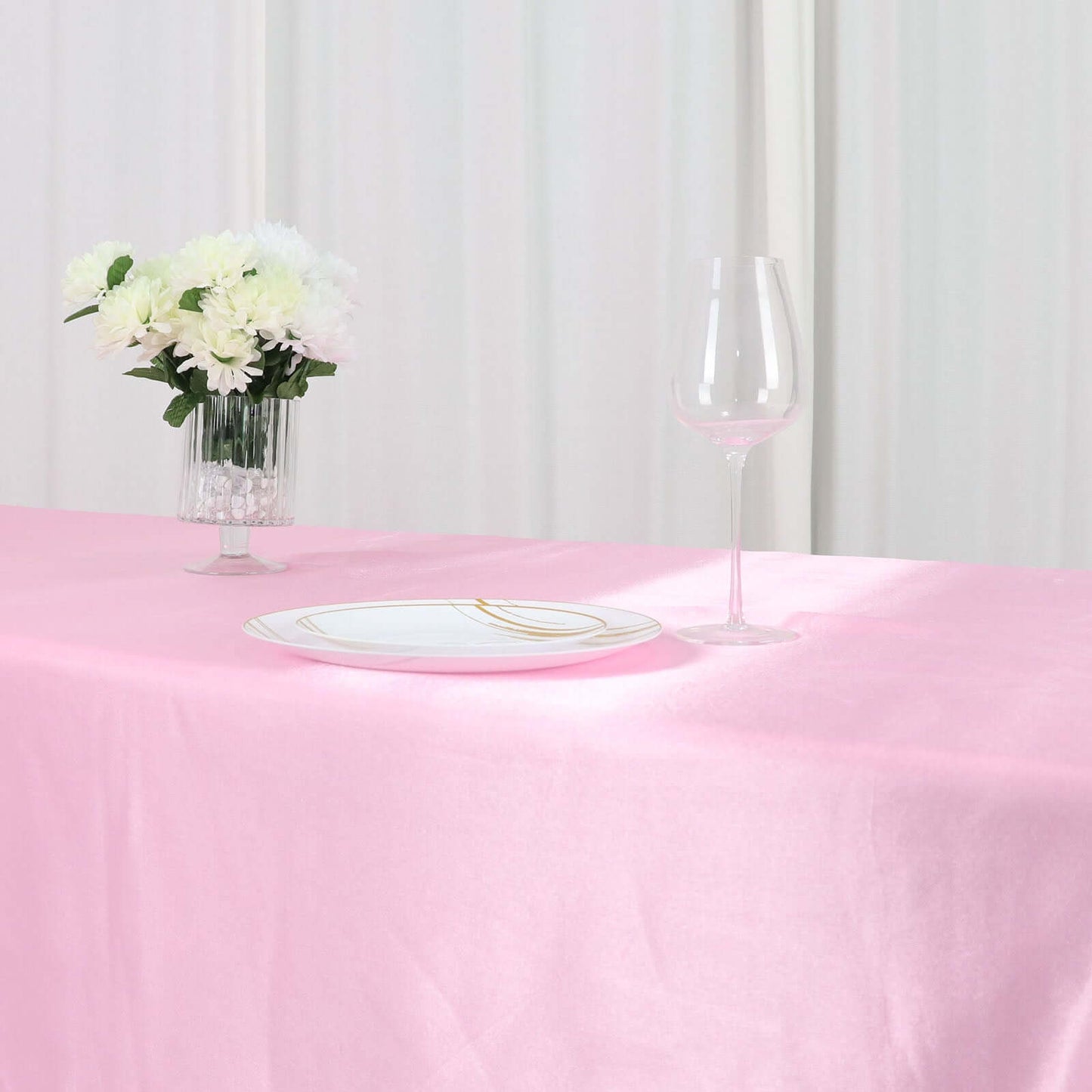 Satin Rectangular 60"x102" Tablecloth Pink - Smooth and Lustrous Table Cover