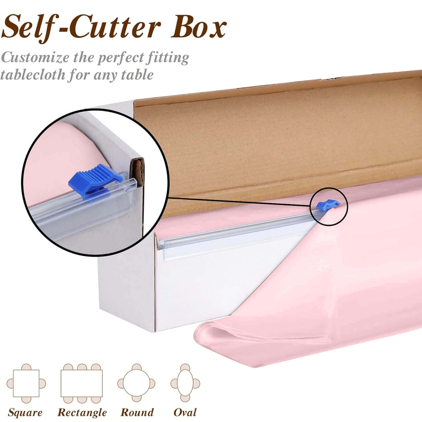 Plastic Table Cover Roll Blush with Slide Cutter - Customizable Disposable Tablecloth Roll 54"x300ft