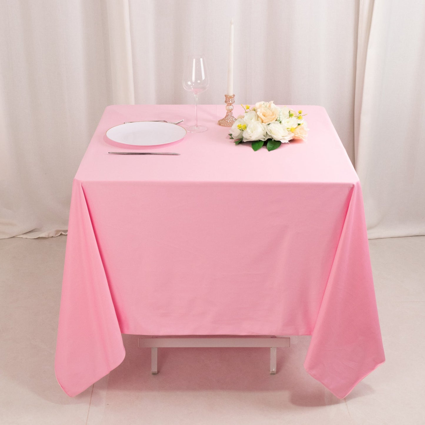 Scuba Square 70"x70" Tablecloth Pink - Wrinkle Free & Stain Resistant Table Cover