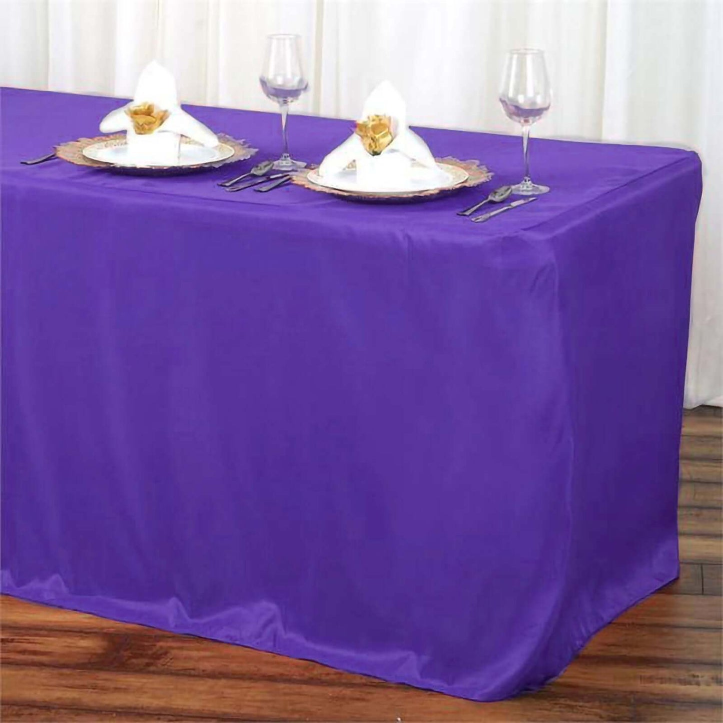 Fitted Polyester 72"x30" Rectangle Tablecloth Purple - Durable and Easy to Maintain Table Cover