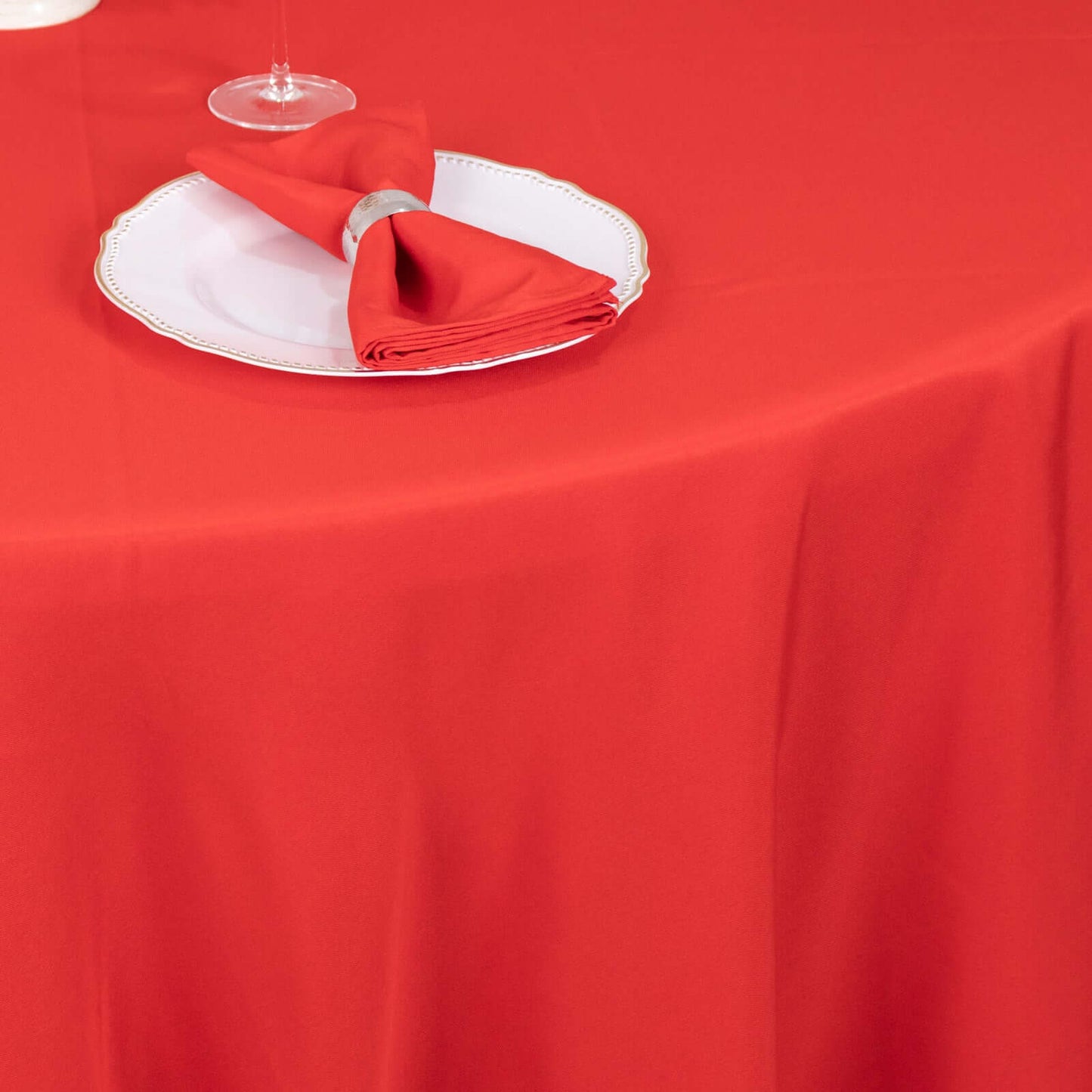 Premium Polyester 90" Round Tablecloth Red - Stain and Wrinkle-Resistant Design with 220GSM Thickness Table Cover