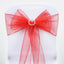 5 Pack Organza Chair Sashes Red - Reusable Sheer Chair Bows 6"x108"