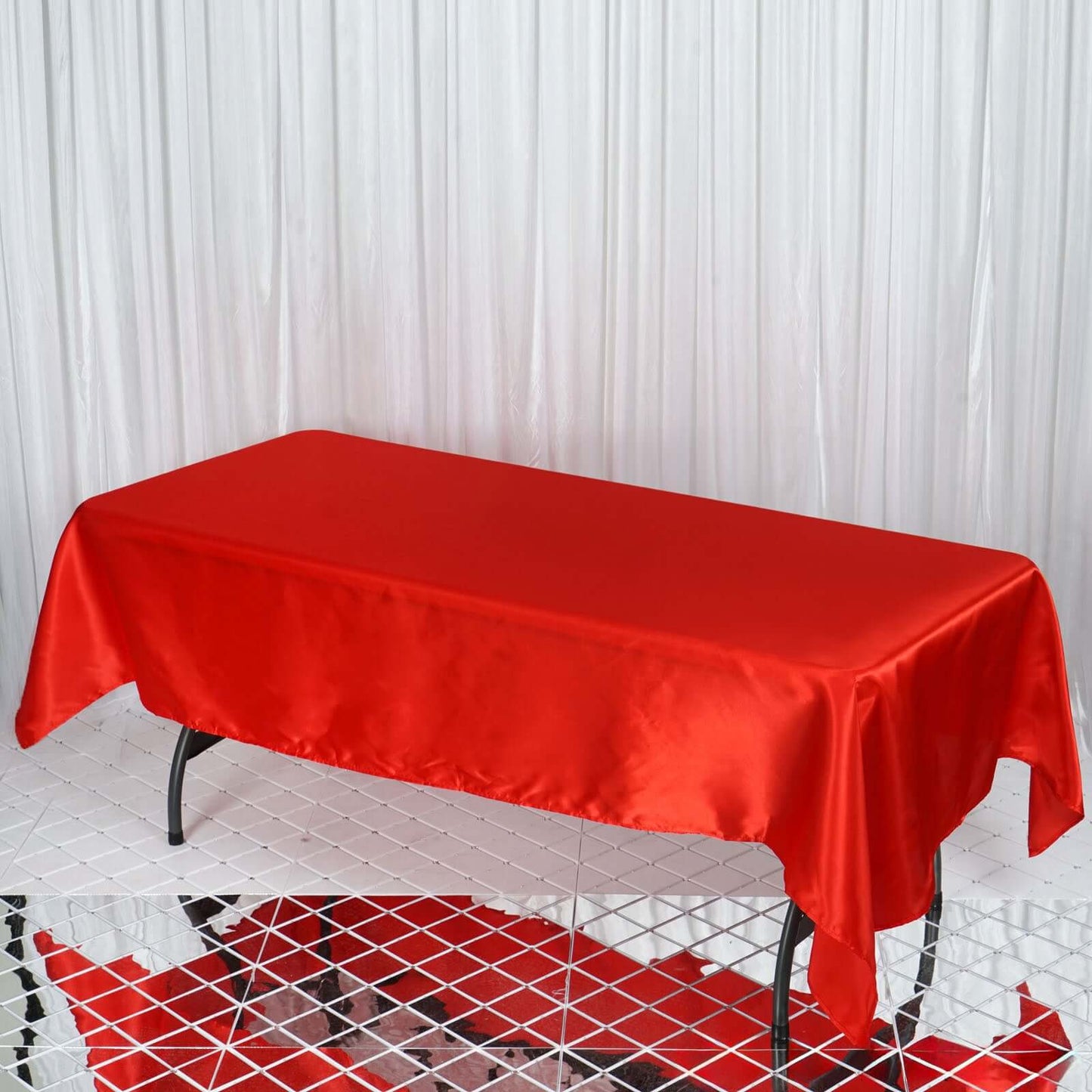 Satin Rectangular 60"x102" Tablecloth Red - Smooth and Lustrous Table Cover