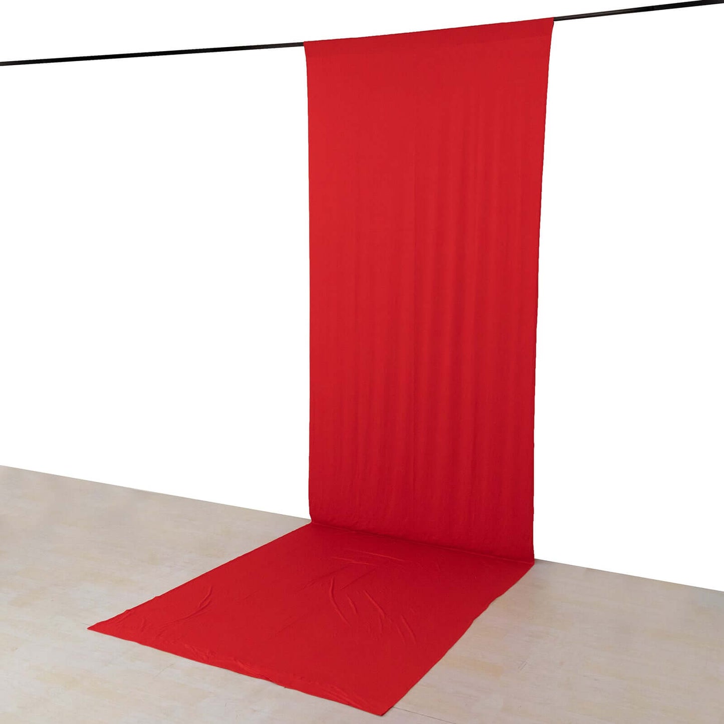 Red 4-Way Stretch Spandex Event Curtain Drapes, Wrinkle Free Backdrop Event Panel with Rod Pockets - 5ftx16ft
