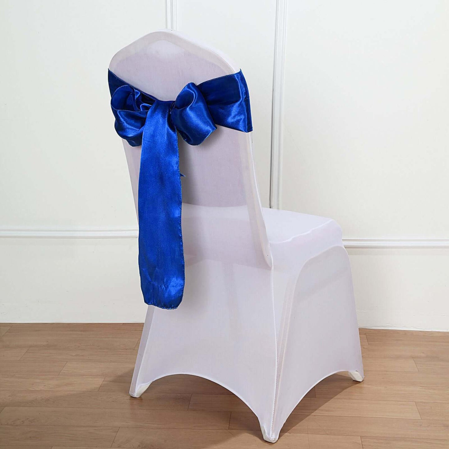 5 Pack Satin Chair Sashes Royal Blue - Durable Chair Bows with Shiny Finish 6"x106"