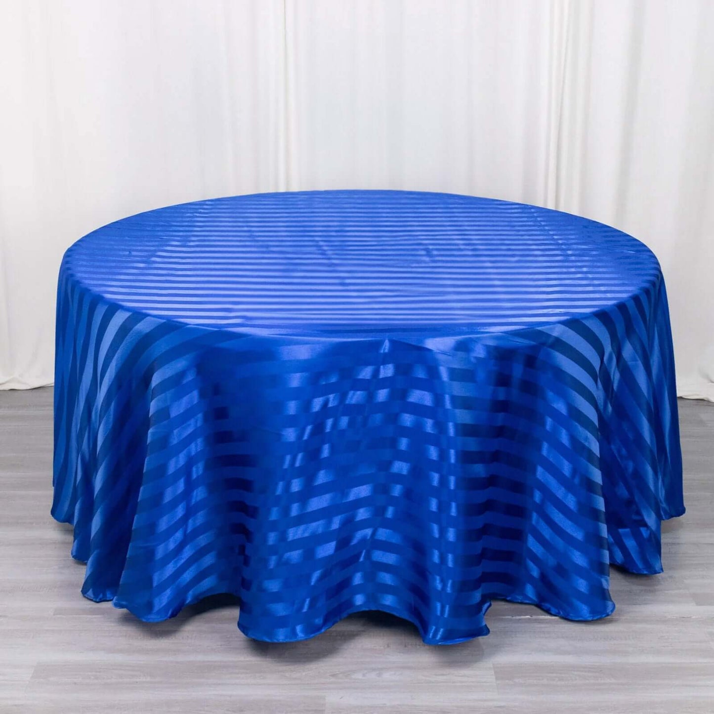 Satin Striped 120" Round Tablecloth Royal Blue - Silky Smooth Seamless Table Cover