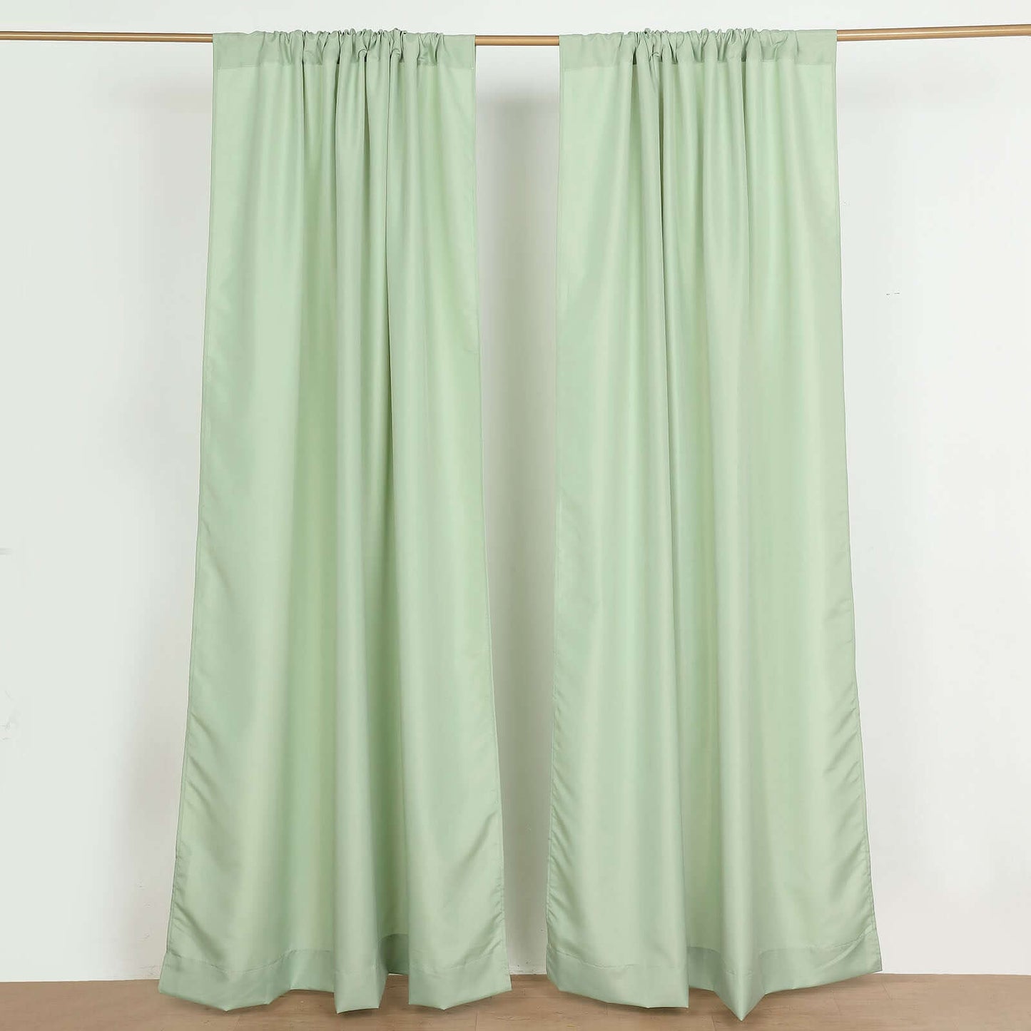 2 Pack Sage Green Polyester Event Curtain Drapes, 10ftx8ft Backdrop Event Panels With Rod Pockets 130 GSM