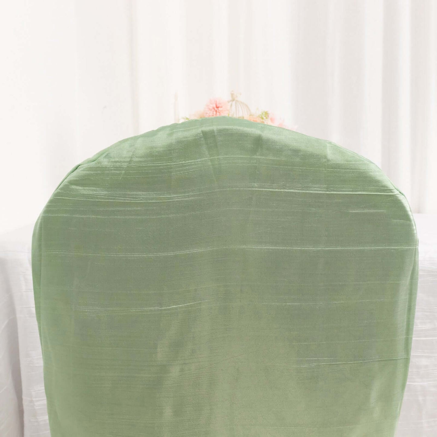 Crinkle Crushed Taffeta Chair Cover for Banquet Chairs Sage Green - Reusable Slipcover