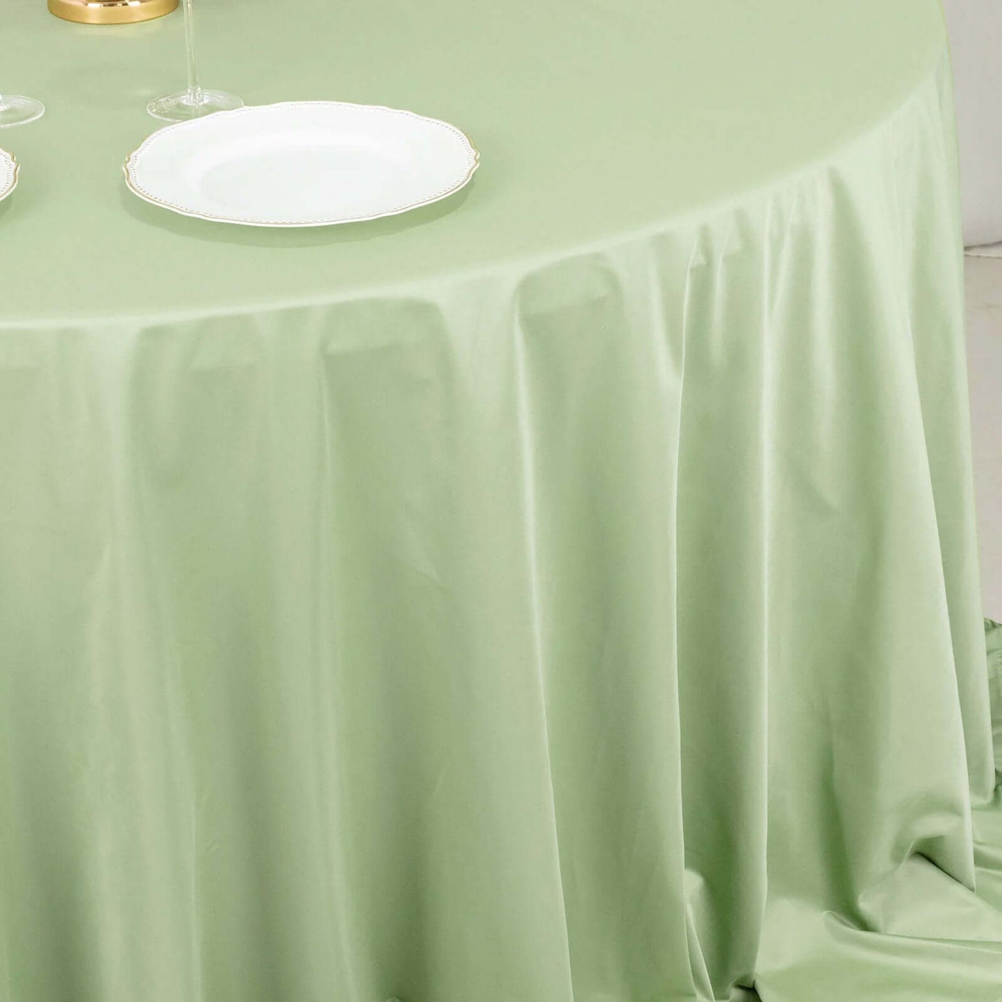 Scuba Round 132" Tablecloth Sage Green - Wrinkle Free & Stain Resistant Seamless Table Cover