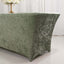 Crushed Velvet Fitted Rectangular 6ft Table Cover Sage Green - Wrinkle-Free Stretchy Tablecloth