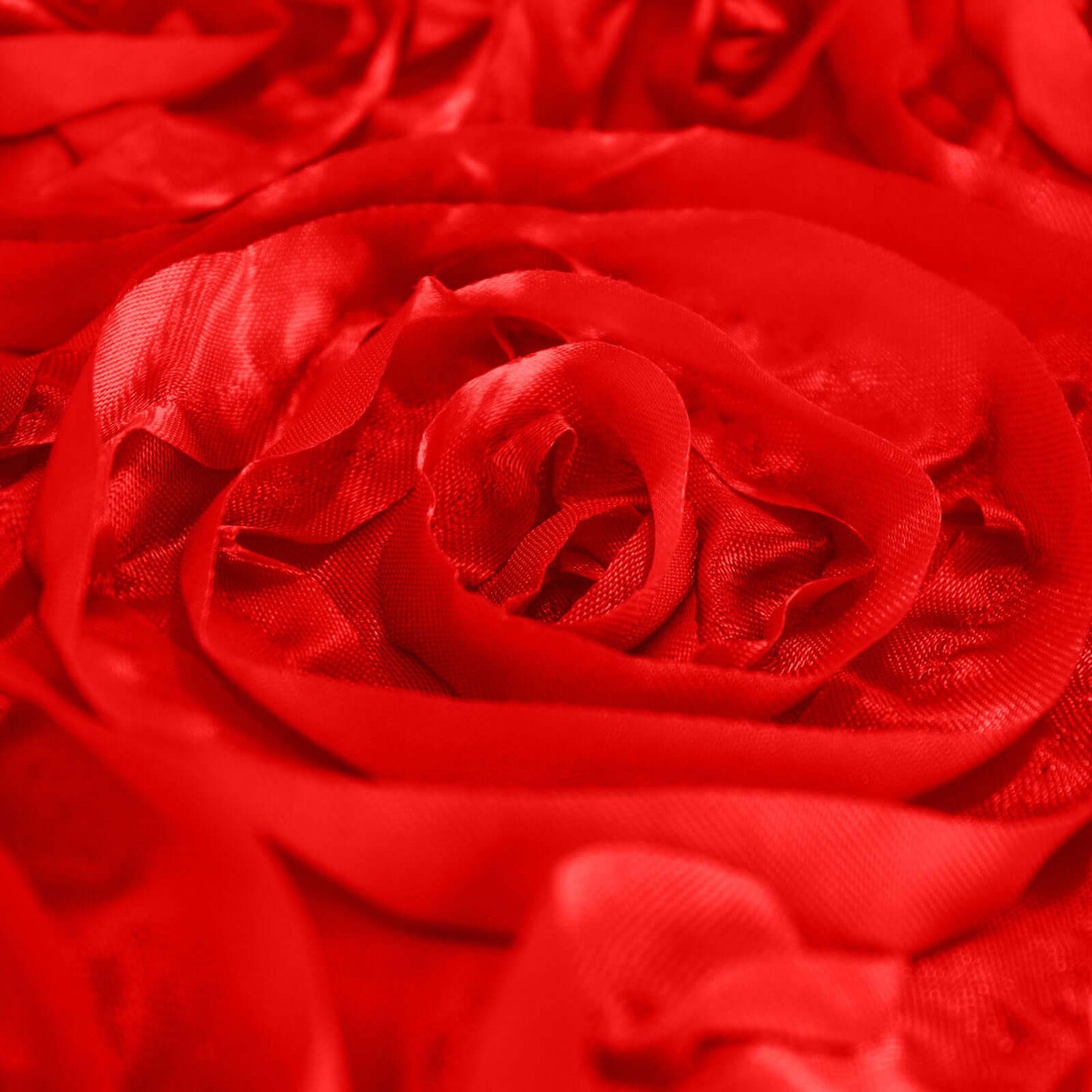 Satin 90"x132" Rectangle Tablecloth Red - Grandiose 3D Rosette Seamless Table Cover