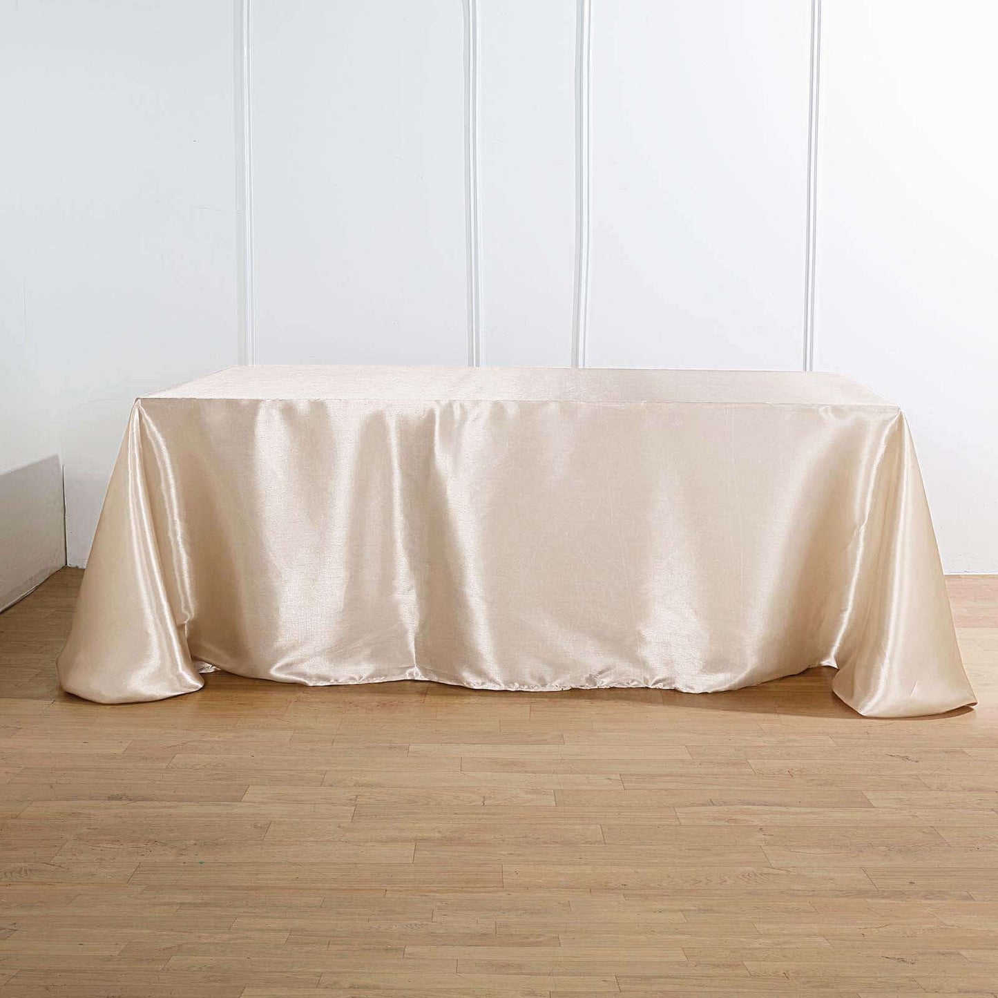 Satin Rectangular 90"x156" Tablecloth Beige - Seamless Table Cover