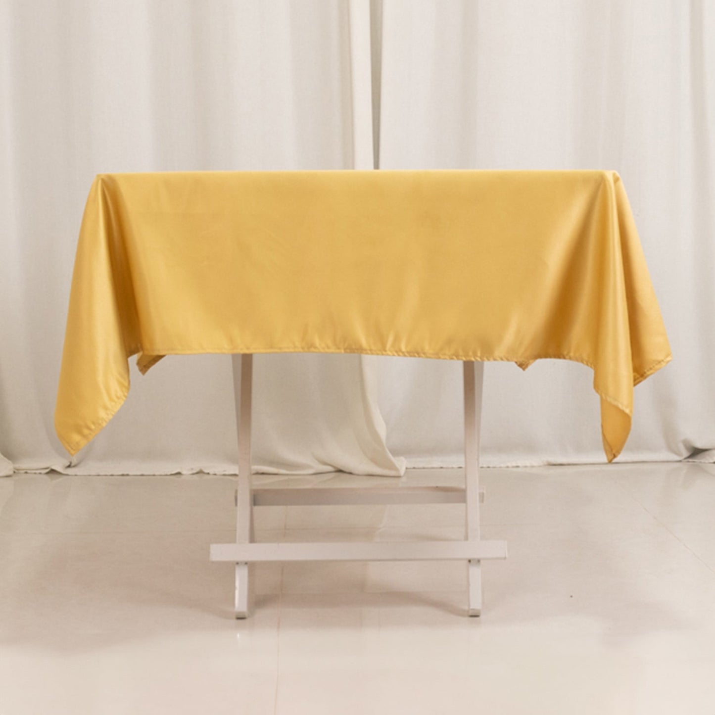 Lamour Satin 54"x54" Square Tablecloth Champagne - Durable & Silk-Like Table Cover