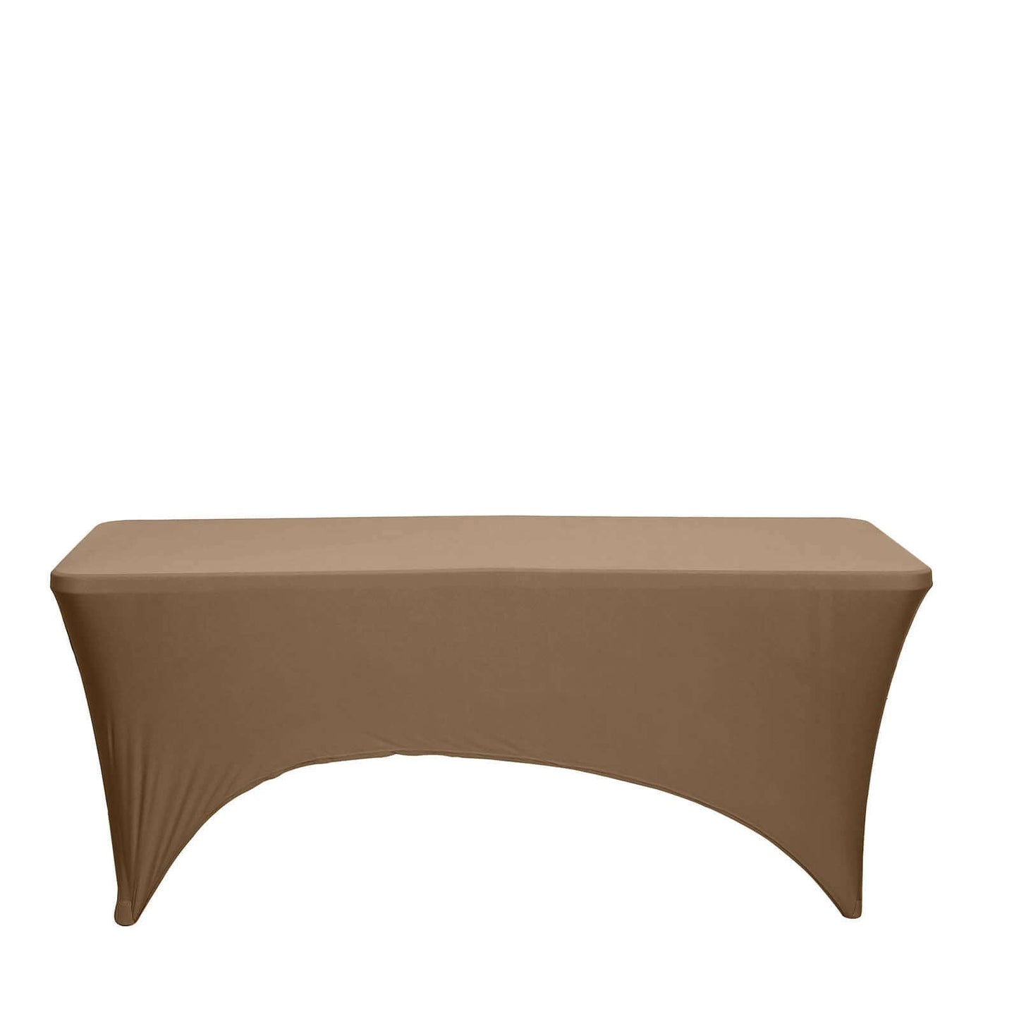 Stretch Spandex 6ft Rectangle Tablecloth Taupe - Durable Form-Fitting Table Cover