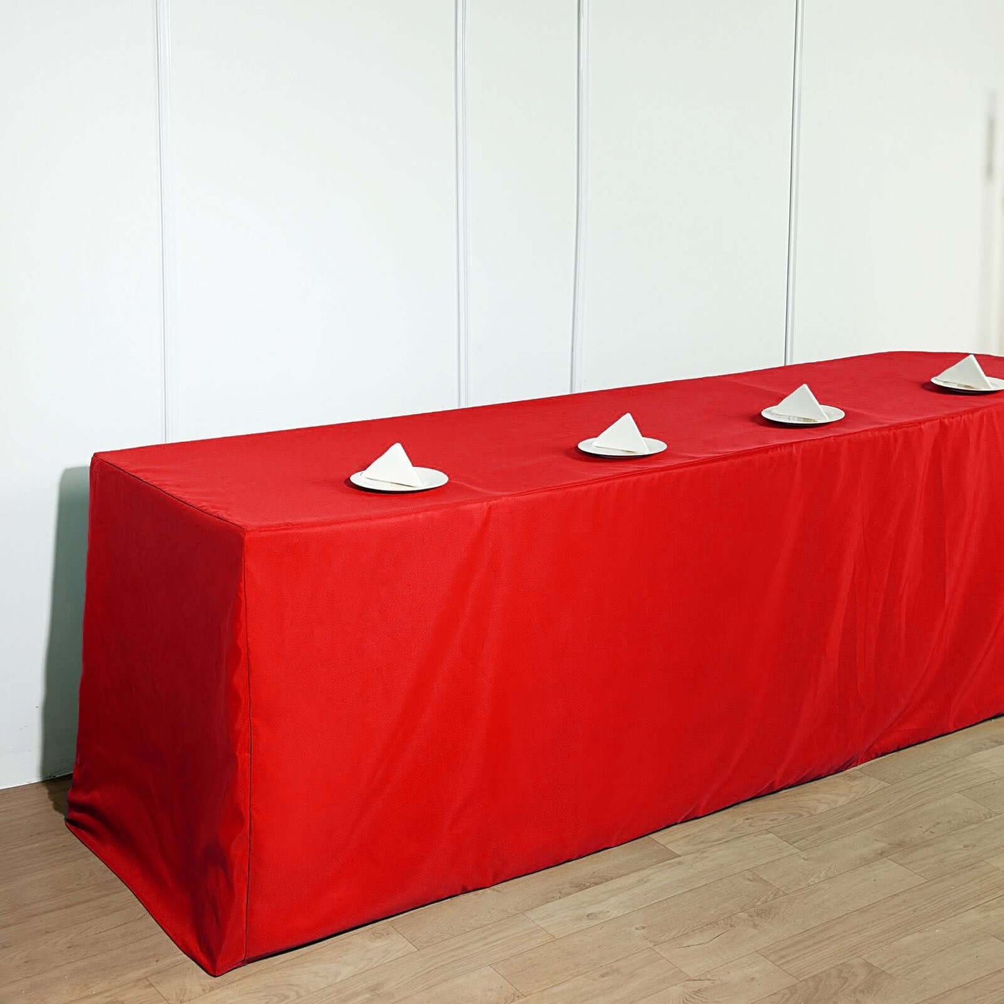 Fitted Polyester 96"x30" Rectangle Tablecloth Red - Durable and Easy to Maintain Table Cover