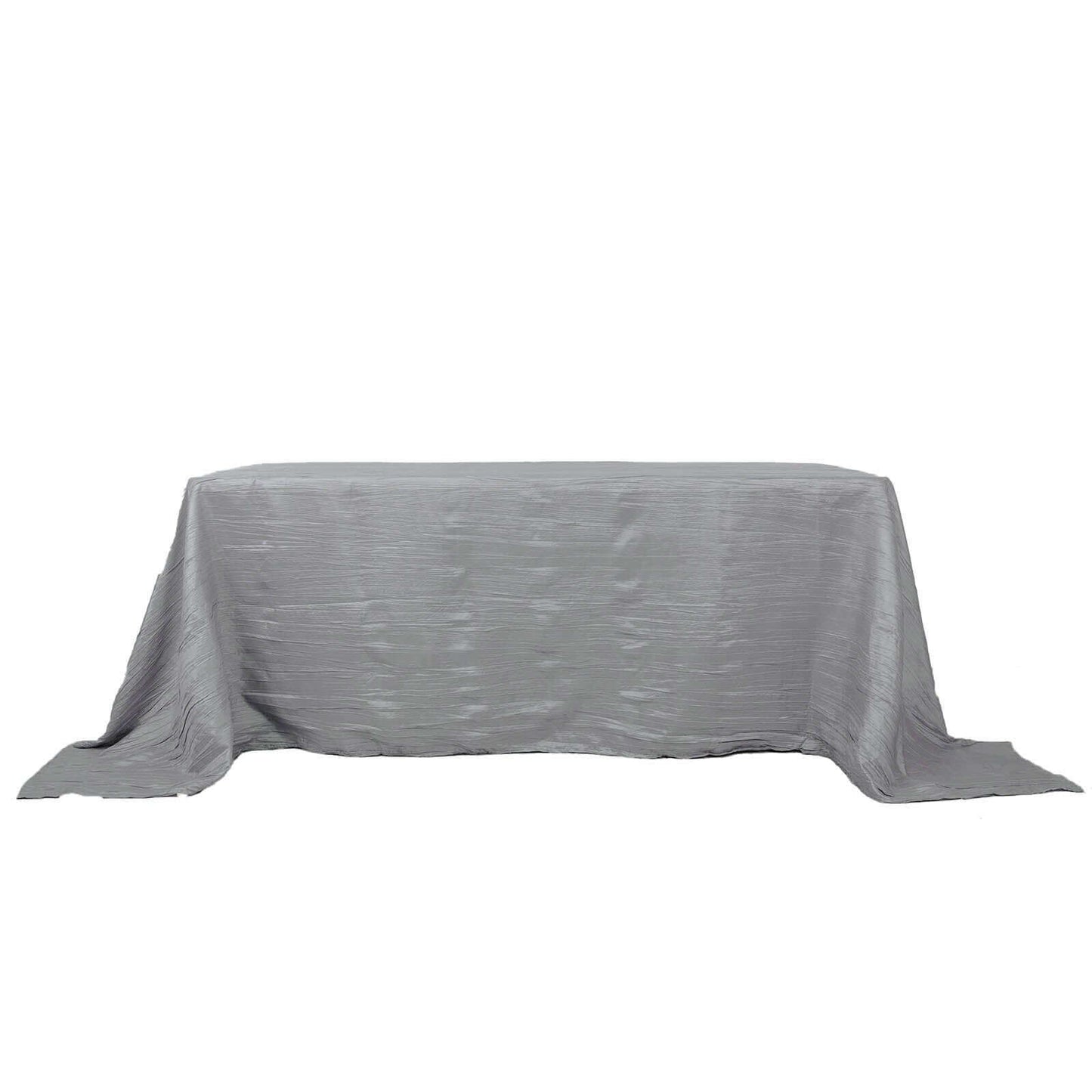 Taffeta 90"x132" Rectangle Tablecloth Silver - Seamless Accordion Crinkle Table Cover