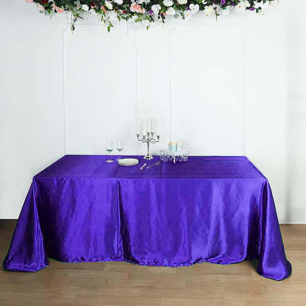 Satin Rectangular 90"x156" Tablecloth Purple - Seamless Table Cover