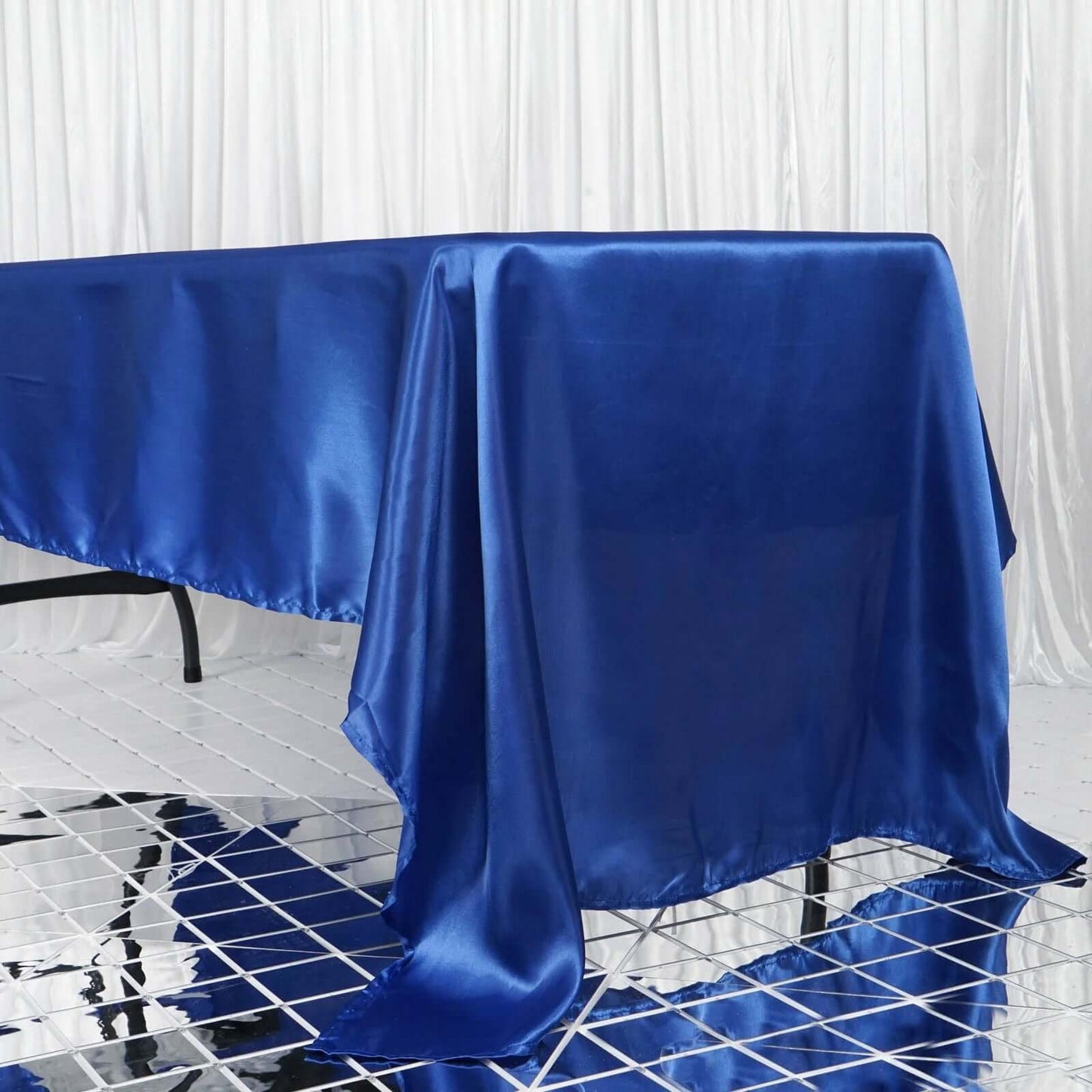 Satin Rectangular 60"x126" Tablecloth Royal Blue - Smooth and Lustrous Table Cover