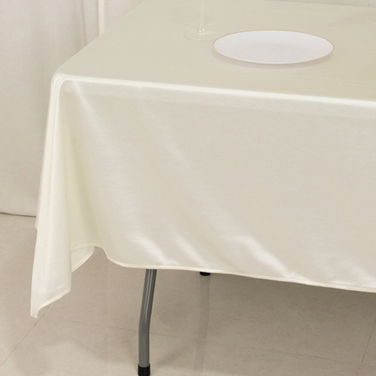 Scuba Rectangular 60"x102" Tablecloth Shimmering Pearl White - Wrinkle Free & Stain Resistant Table Cover