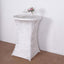 Crushed Velvet Spandex 30" Round Cocktail Table Cover White Smooth Highboy Tablecloth