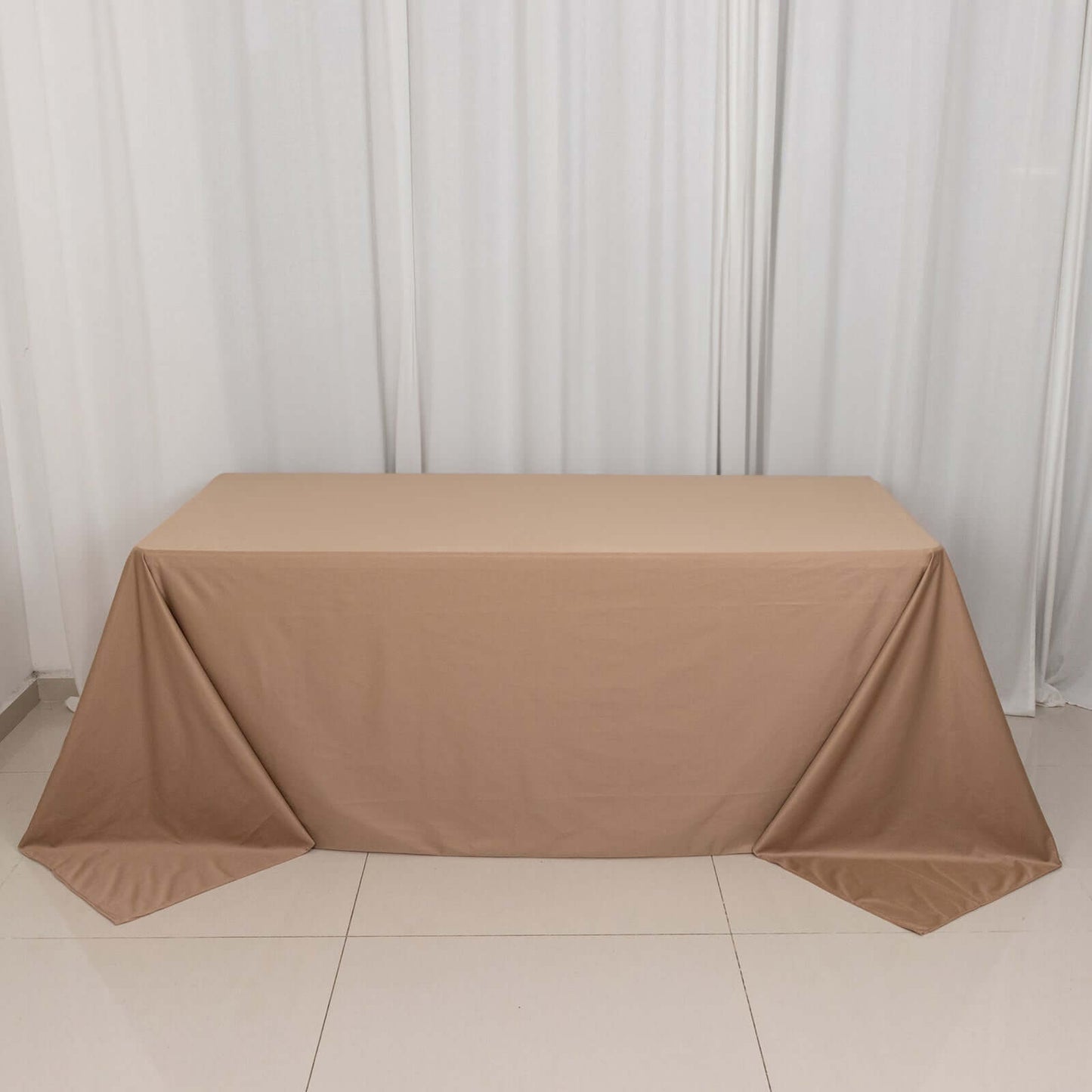 Scuba Rectangular 90"x132" Tablecloth Nude - Wrinkle Free, Stain Resistant & Seamless Table Cover