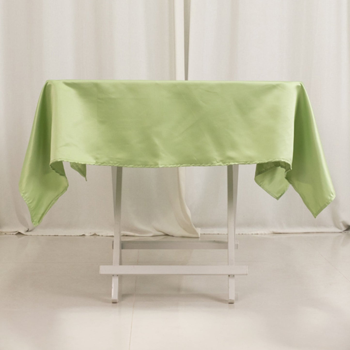 Lamour Satin 54"x54" Square Tablecloth Sage Green - Durable & Silk-Like Table Cover