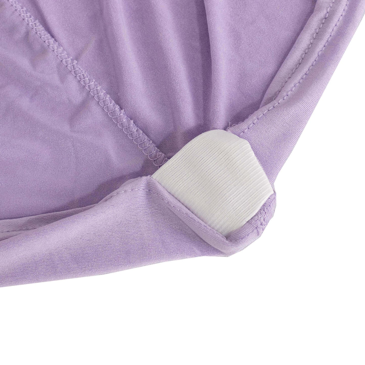 Spandex Chair Cover with Silver Rhinestone Buckled Sash Band Lavender Lilac - Stretch Fitted Slipcover