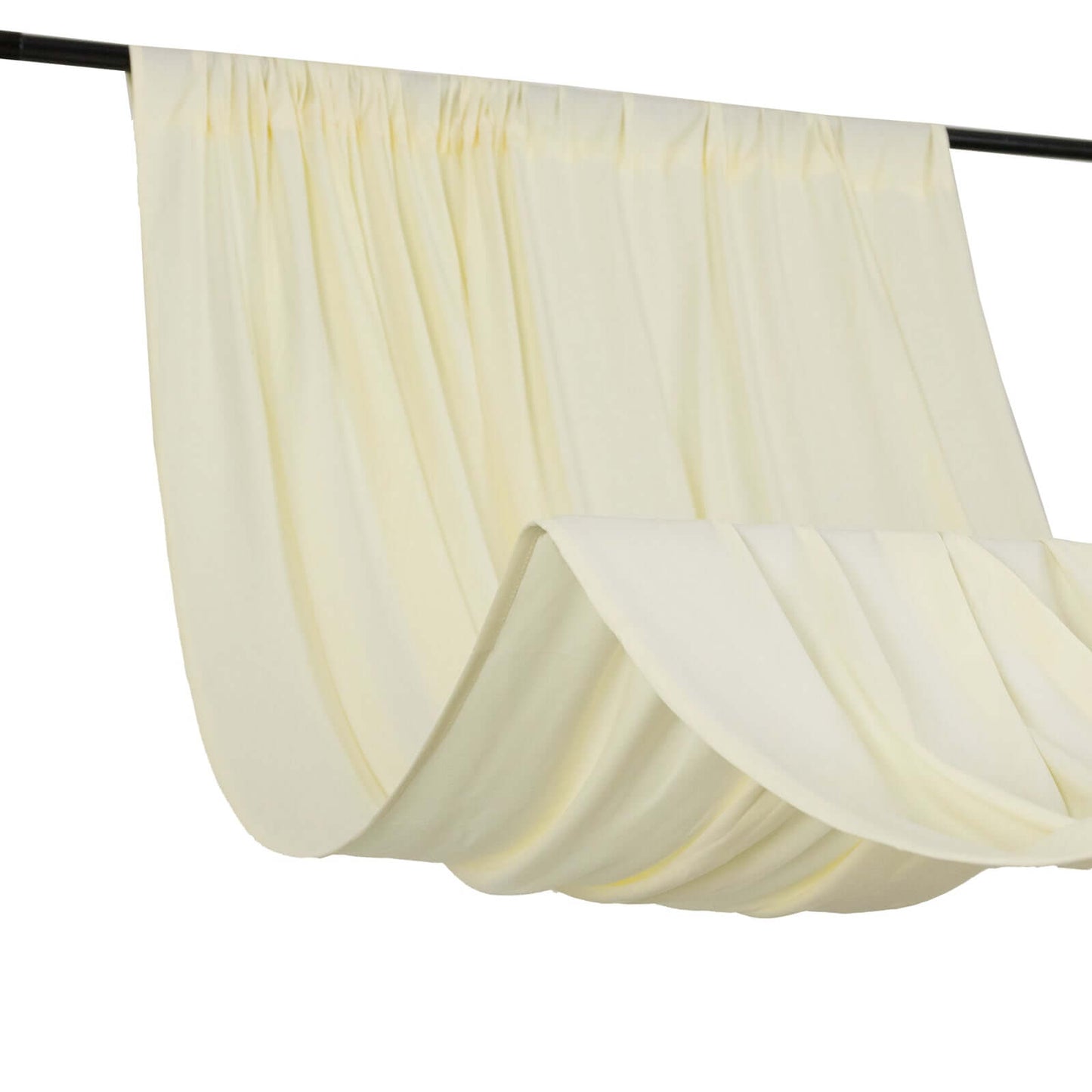 Ivory 4-Way Stretch Spandex Event Curtain Drapes, Wrinkle Free Backdrop Event Panel with Rod Pockets - 5ftx14ft