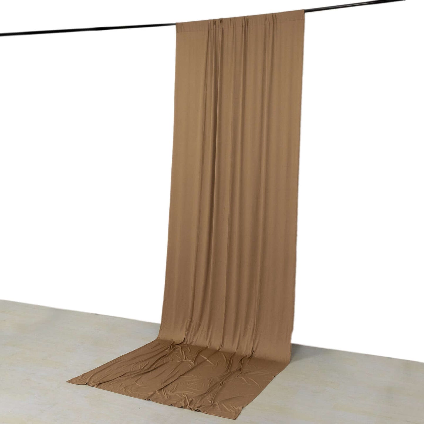 Taupe 4-Way Stretch Spandex Event Curtain Drapes, Wrinkle Free Backdrop Event Panel with Rod Pockets - 5ftx14ft