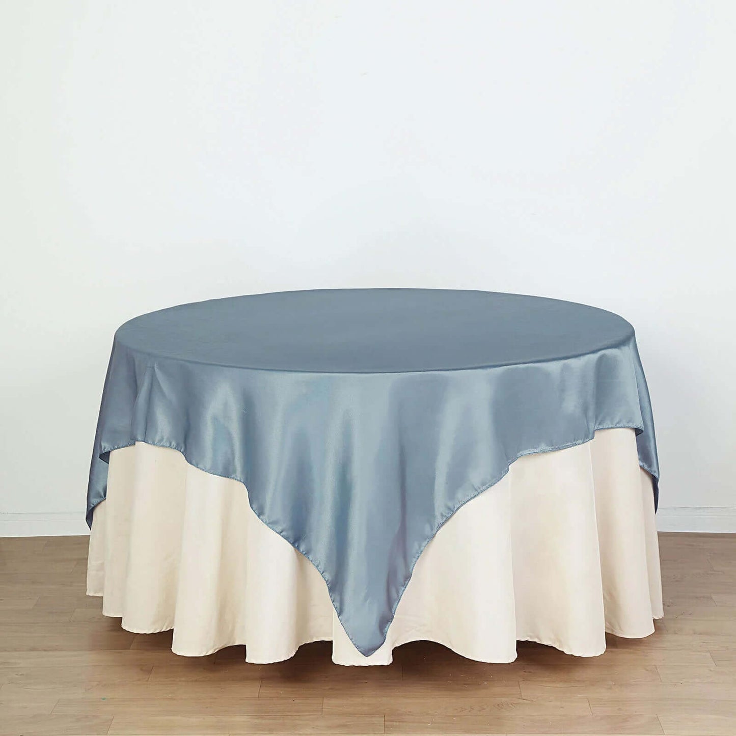 Satin 72"x72" Table Overlay Square Tablecloth Dusty Blue - Smooth Finish Table Cover