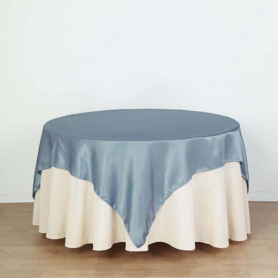 Satin 72"x72" Table Overlay Square Tablecloth Dusty Blue - Smooth Finish Table Cover