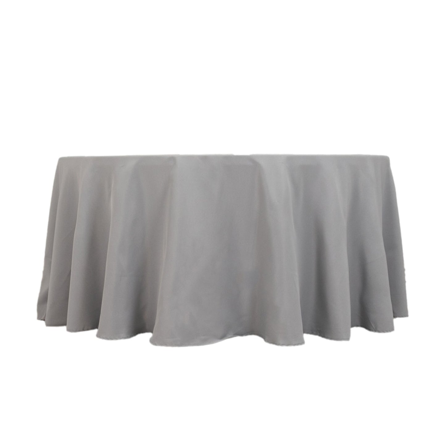 Premium Polyester 120" Round Tablecloth Silver - Seamless 220GSM Wrinkle-Resistant Table Cover