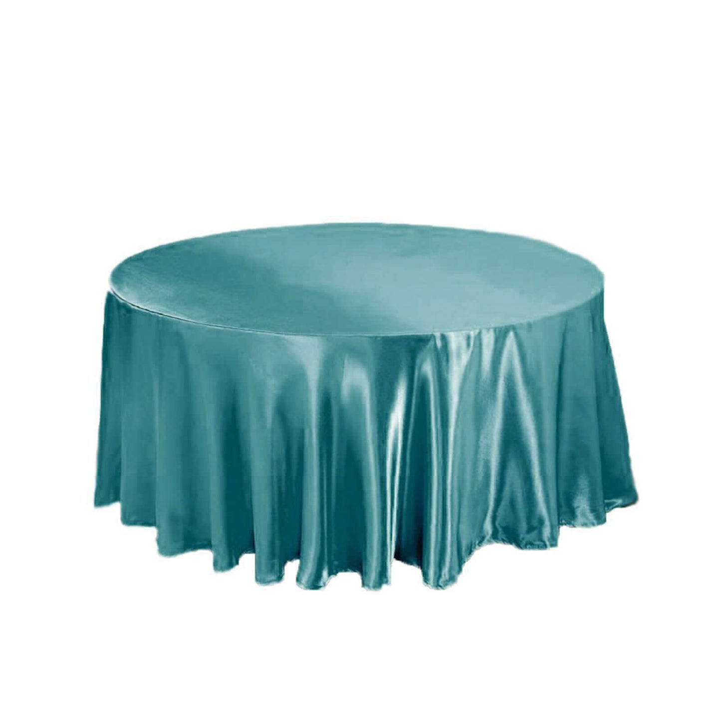 Satin 120" Round Tablecloth Turquoise - Stylish Seamless Table Cover